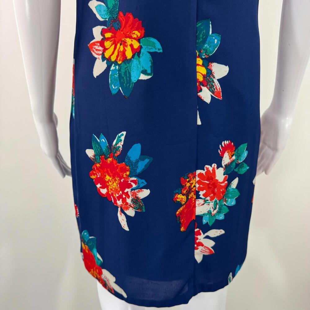 Love…ady Blue Red Floral Print Sleeveless A Line Mini Dress Women’s Size Medium - Picture 12 of 12
